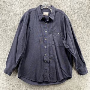 Burma Bibas Classics Shirt Adult XL Navy Knit Check Imported Cotton Casual Men's